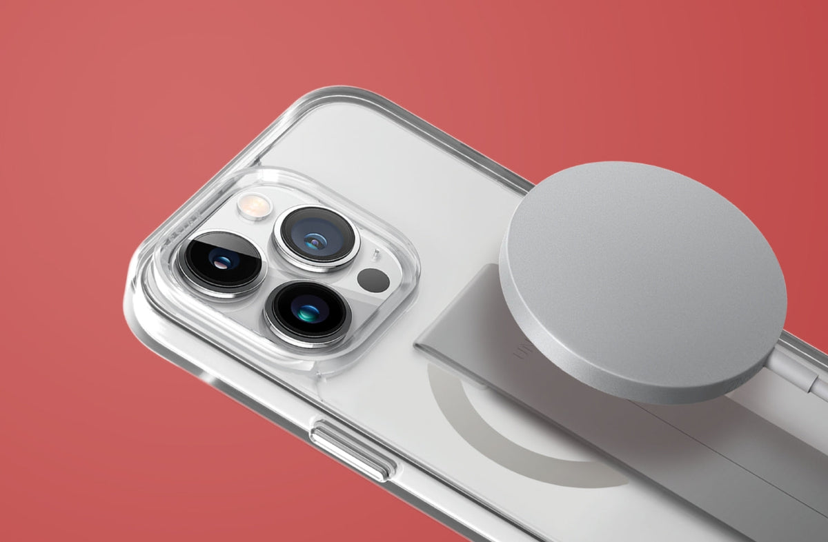 Uniq Heldro Mag MagClick - Ανθεκτική Διάφανη MagSafe Θήκη με 1 x Λουράκι Χειρός & 2 x Finger Holder - Apple iPhone 15 Pro - C