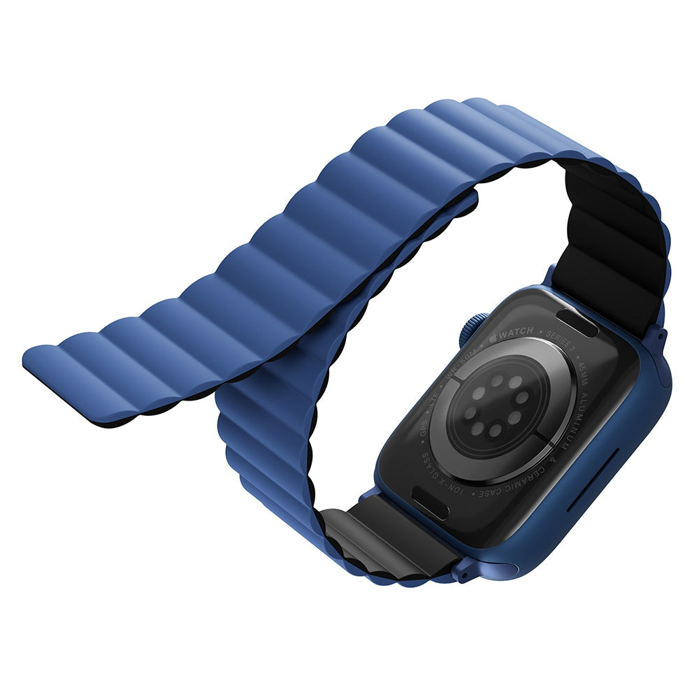 Uniq Revix Μαγνητικό Λουράκι Premium Σιλικόνης Apple Watch SE/11/10/9/8/7/6/5/4 (42/41/40mm) - Blue / Black (UNIQ-41MM-REVBLU