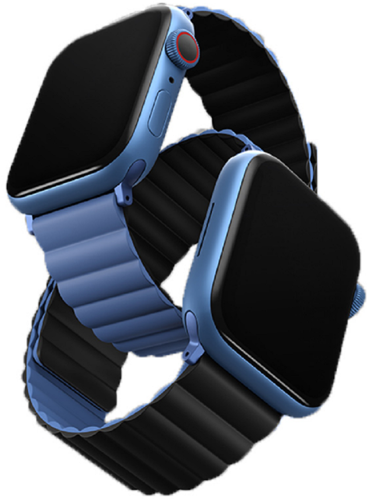 Uniq Revix Μαγνητικό Λουράκι Premium Σιλικόνης Apple Watch SE/11/10/9/8/7/6/5/4 (42/41/40mm) - Blue / Black (UNIQ-41MM-REVBLU