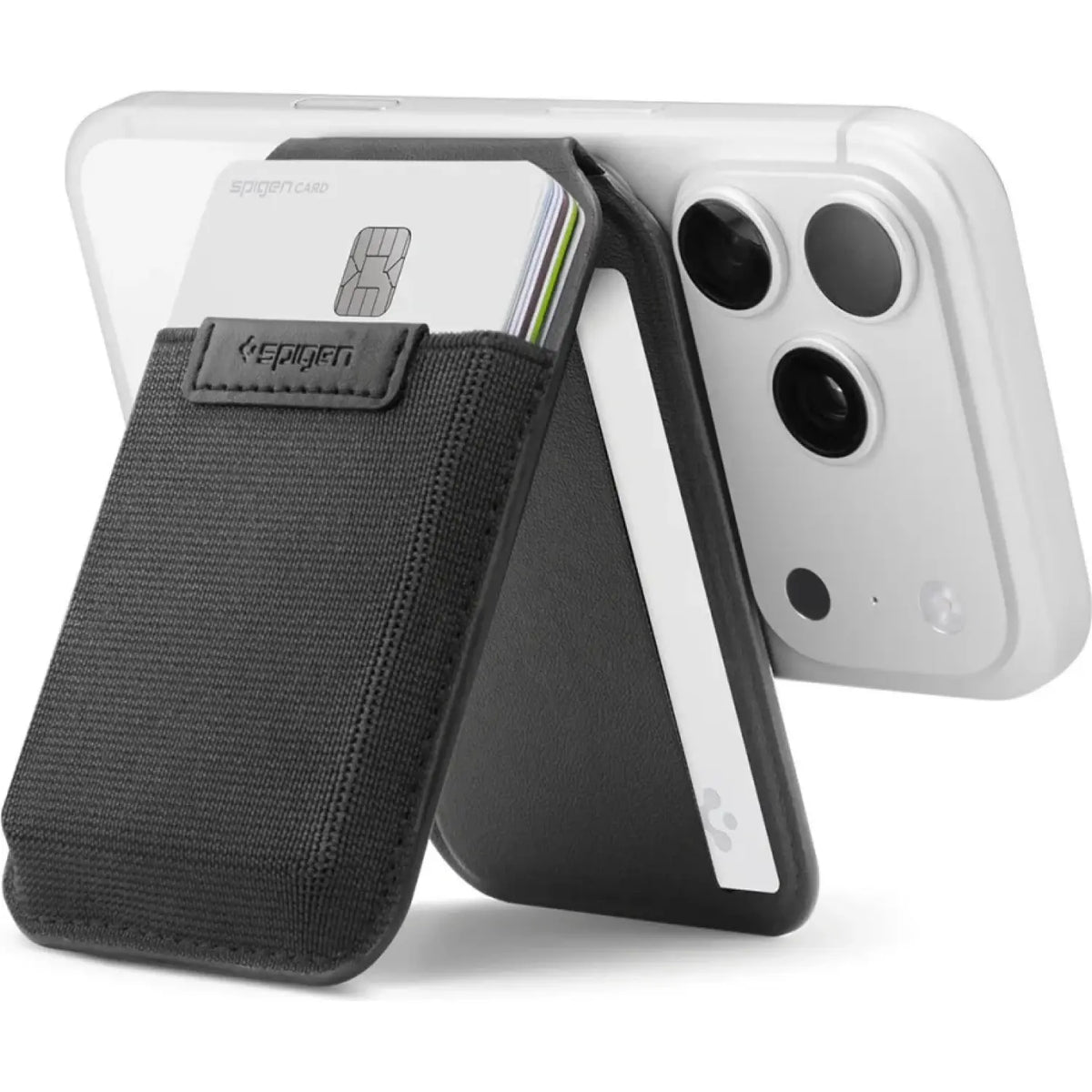 Universal Θήκη Spigen Slim Fold MagFit S314-4 MagSafe Πορτοφόλι για Κάρτες με Αναδιπλούμενη Βάση - Black (AFA11591)