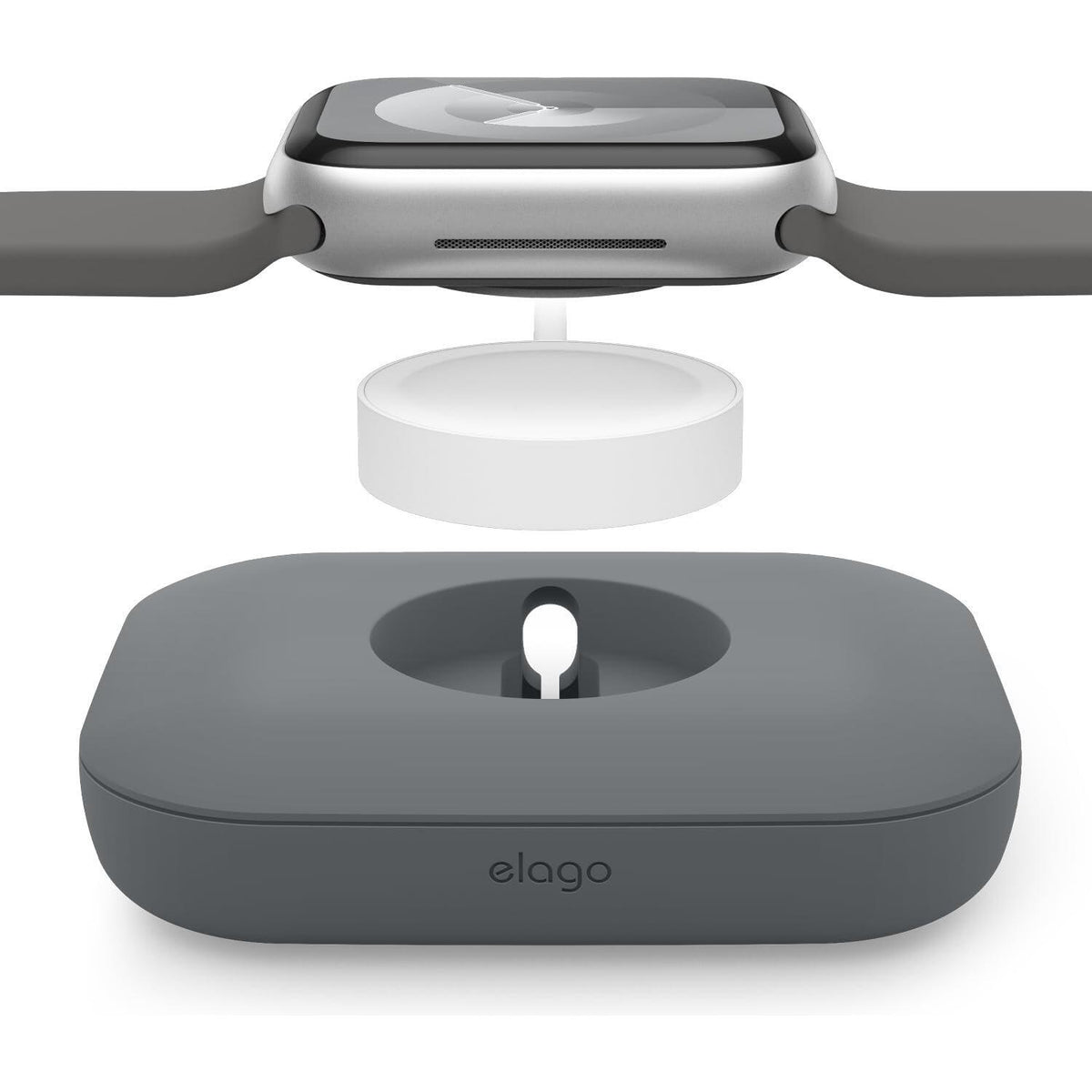 Βάση Elago Magnetic Charger Pad Premium Σιλικόνης για Φορτιστή Apple Watch / AirPods & Samsung Galaxy Watch 7 / 6 / 5 - Dark 