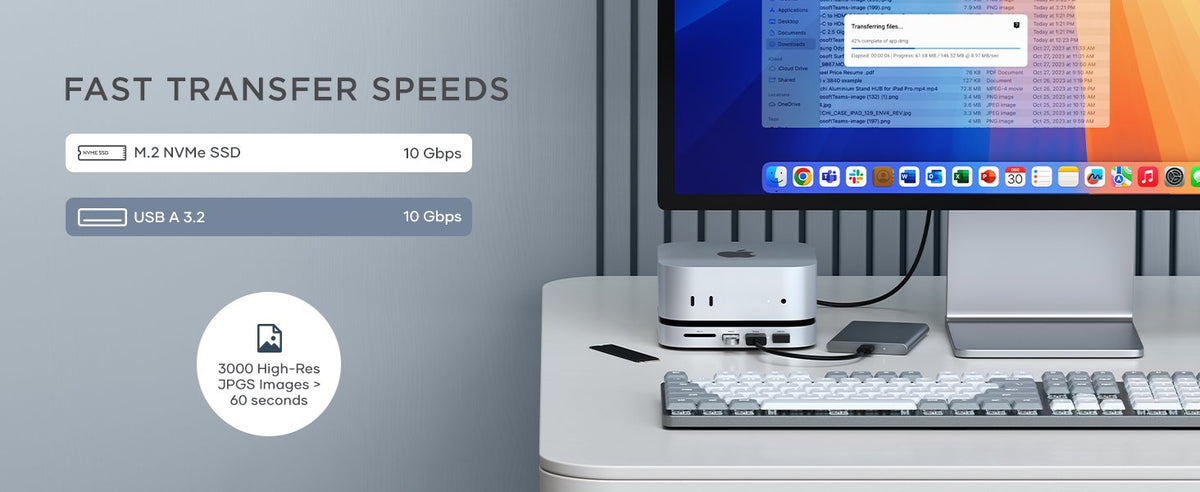 Βάση Hub Satechi Stand & Hub Αλουμινίου για Mac Mini M4 2024 / Mac Mini M4 Pro 2024 με 1 x Θήκη για M.2 NVMe SSD Εξωτερικό Σκ