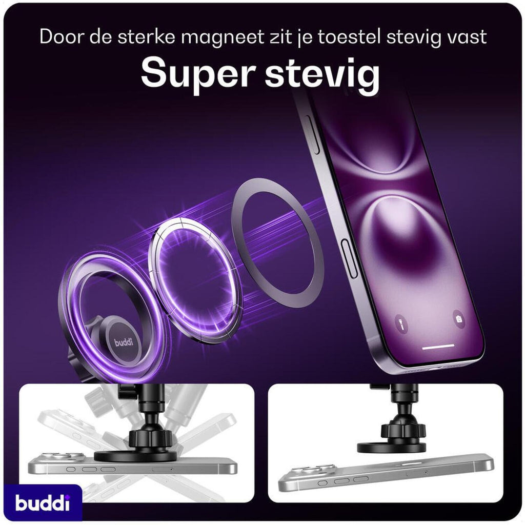 Βάση Κινητών Αυτοκινήτου Buddi MagWay Phone Mount Ανθεκτική για Αεραγωγούς με MagSafe 5 Έτη Εγγύηση - Black (8719246496608)