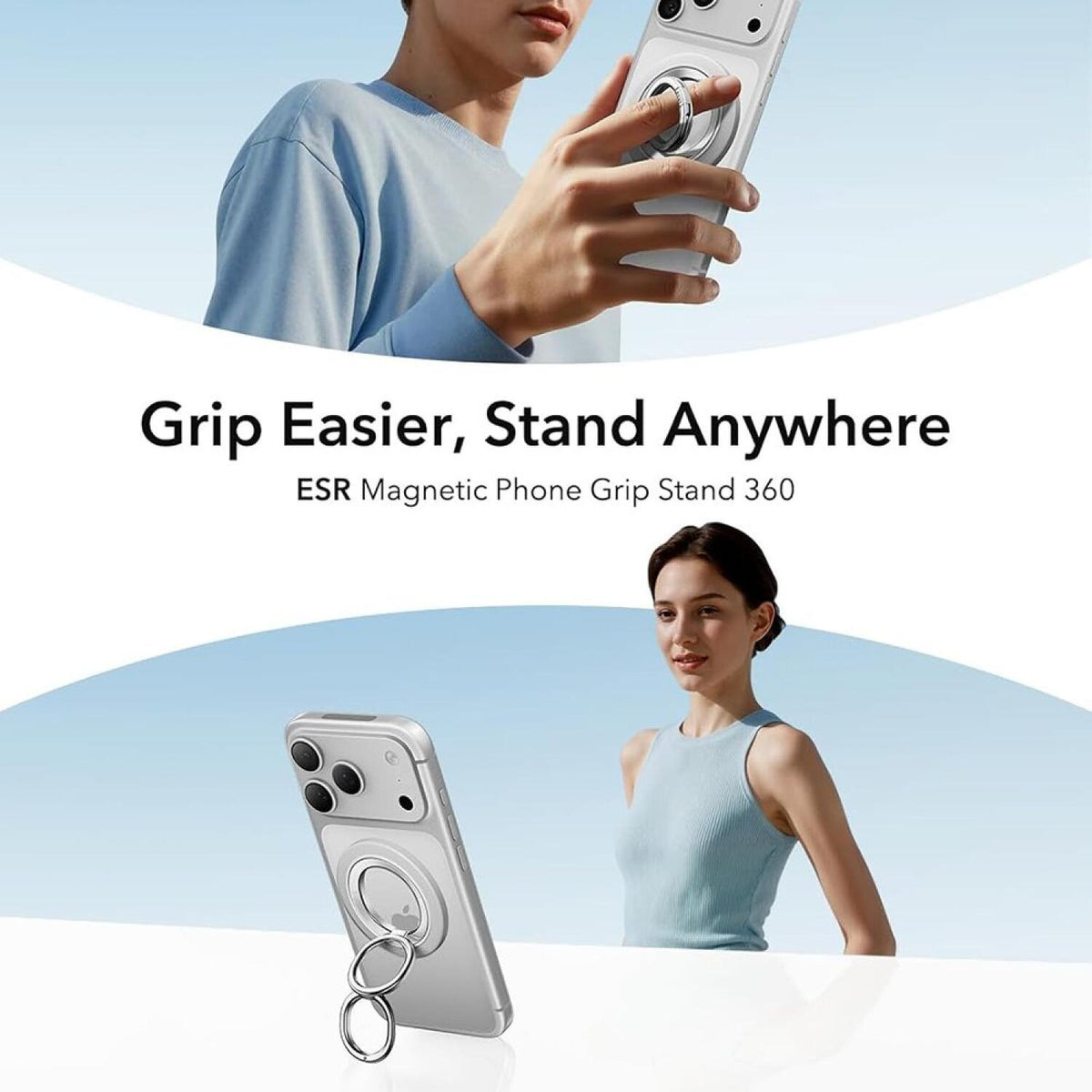 Βάση Στήριξης ESR HaloLock Phone Ring Stand 360° Περιστρεφόμενη Μαγνητική MagSafe με Finger Holder - White (4894240262924)