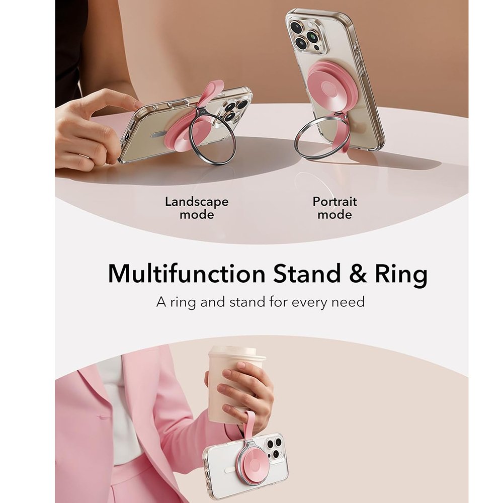 Βάση Στήριξης ESR HaloLock Suction Phone Mount Μαγνητική MagSafe με Βεντούζα / KickStand & Finger Holder - Pink (489424024061