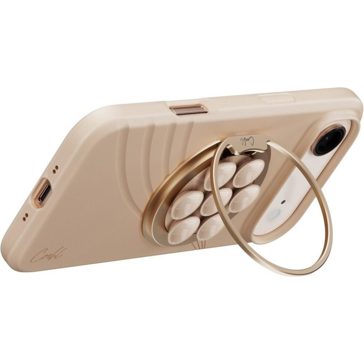 Βάση Στήριξης Uniq Coehl Luna Μαγνητική MagSafe με KickStand / Βεντούζα & Ενσωματωμένο Καθρέφτη - Milk Sand (UNIQ-LUNA-MSAND)
