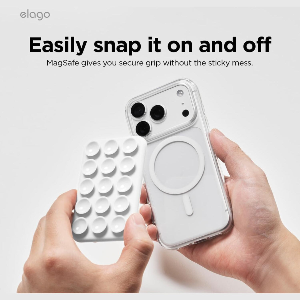 Βάση Στήριξης Elago Phone Mount για Κινητά / Smartphones με MagSafe & Βεντούζα από Σιλικόνη - White (EMSSUCTION-WH)
