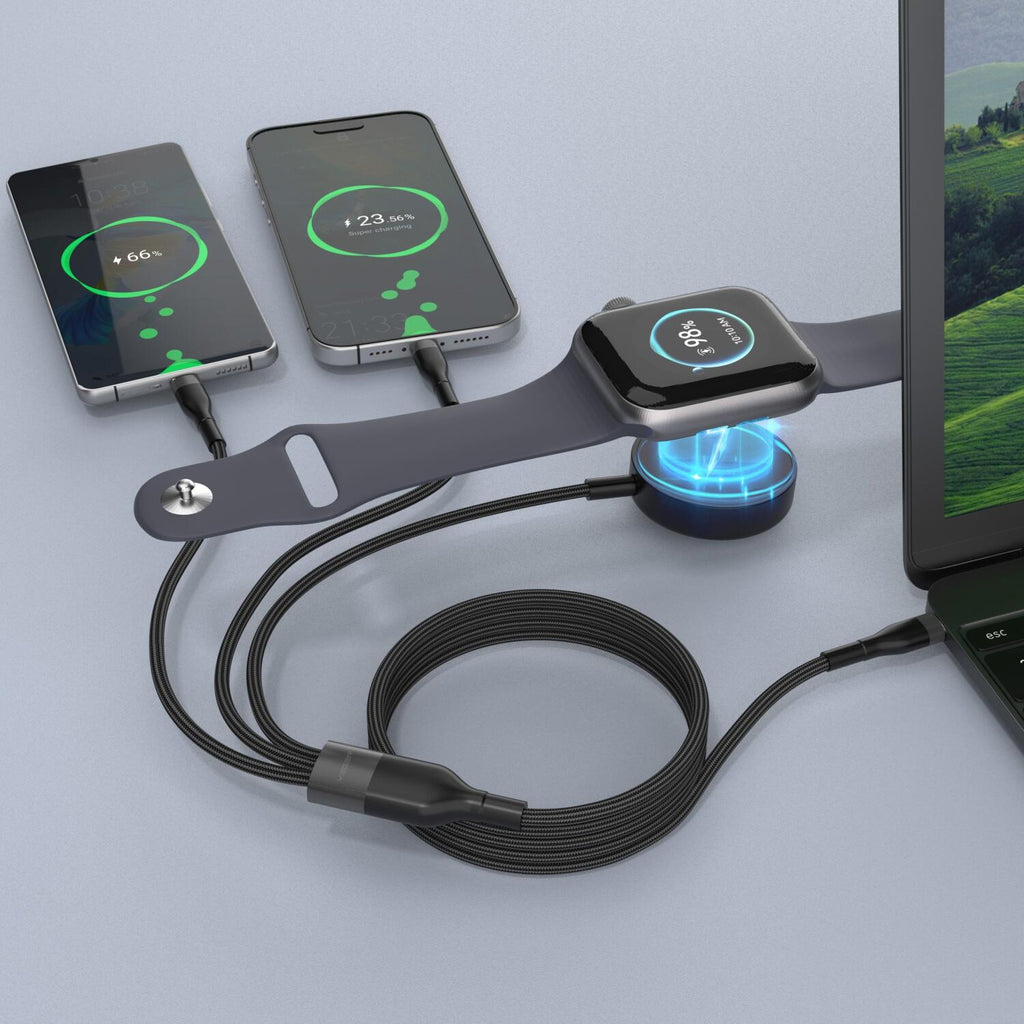 Veger Braided USB to Type-C / Lightning Cable 3A Μαύρο 1.5m