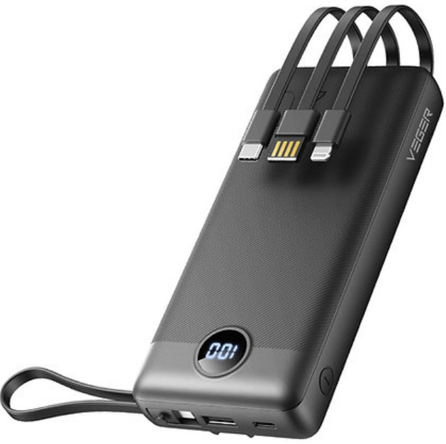 Veger PowerBank C20 - Φορητή Μπαταρία Φόρτισης με Ενσωματωμένα Καλώδια Type-C / USB-A / Lightning / MicroUSB και 1 x USB-A Θύ