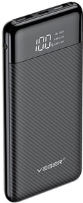 Veger PowerBank L11 με Ψηφιακή Οθόνη LED - Φορητή Μπαταρία Φόρτισης με 2 x USB-Α - 10.000mAh - Black (W1087)