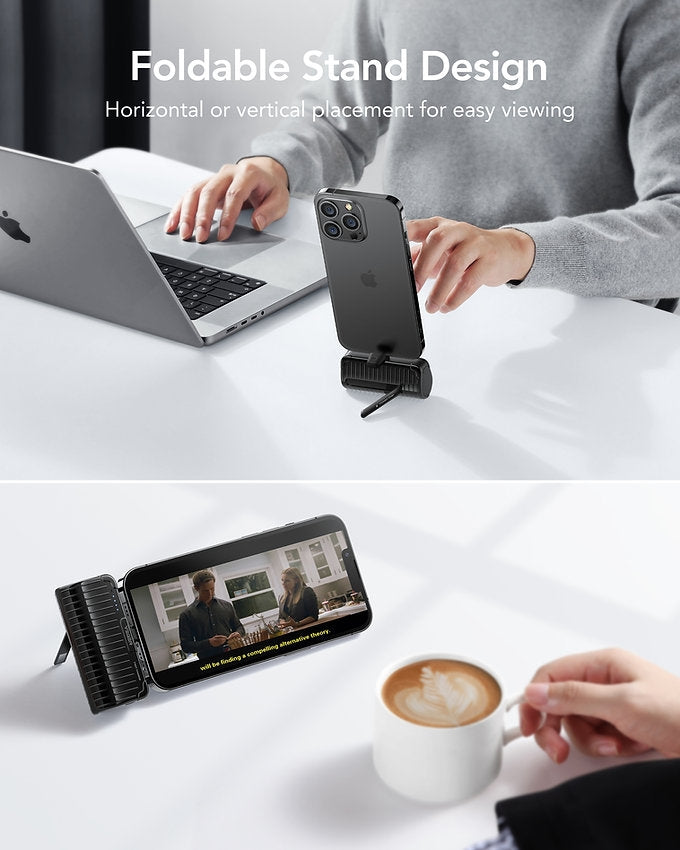 Veger PowerBank PlugOn-L Pro - Φορητή Μπαταρία Φόρτισης με Ενσωματωμένο Lightning και KickStand - 5000mAh - 20W - Black (W055