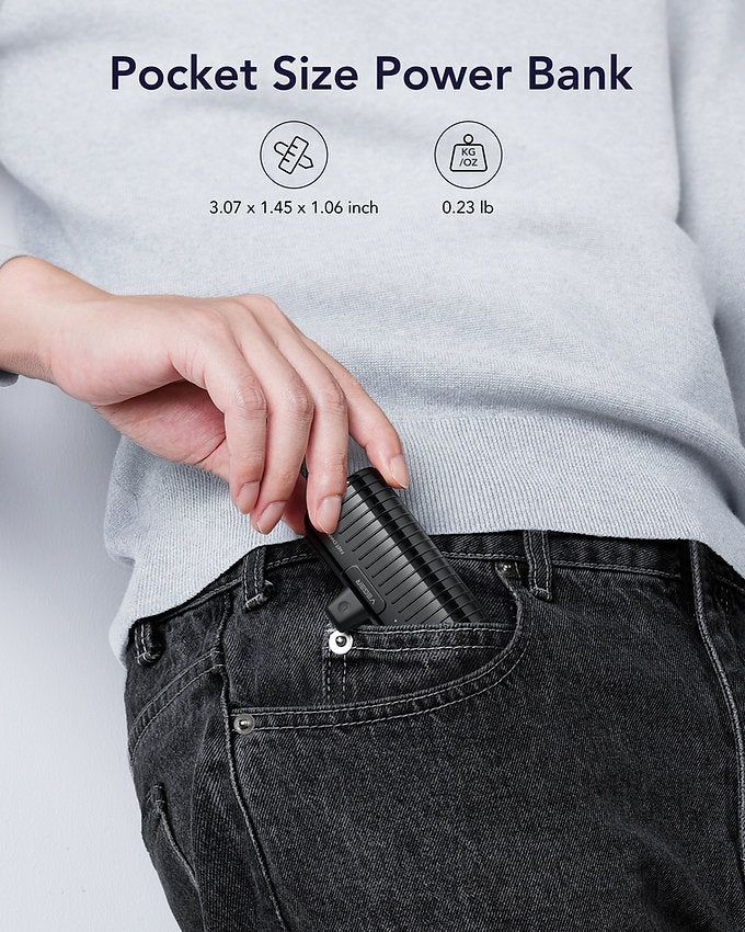 Veger PowerBank PlugOn-L Pro - Φορητή Μπαταρία Φόρτισης με Ενσωματωμένο Lightning και KickStand - 5000mAh - 20W - Black (W055
