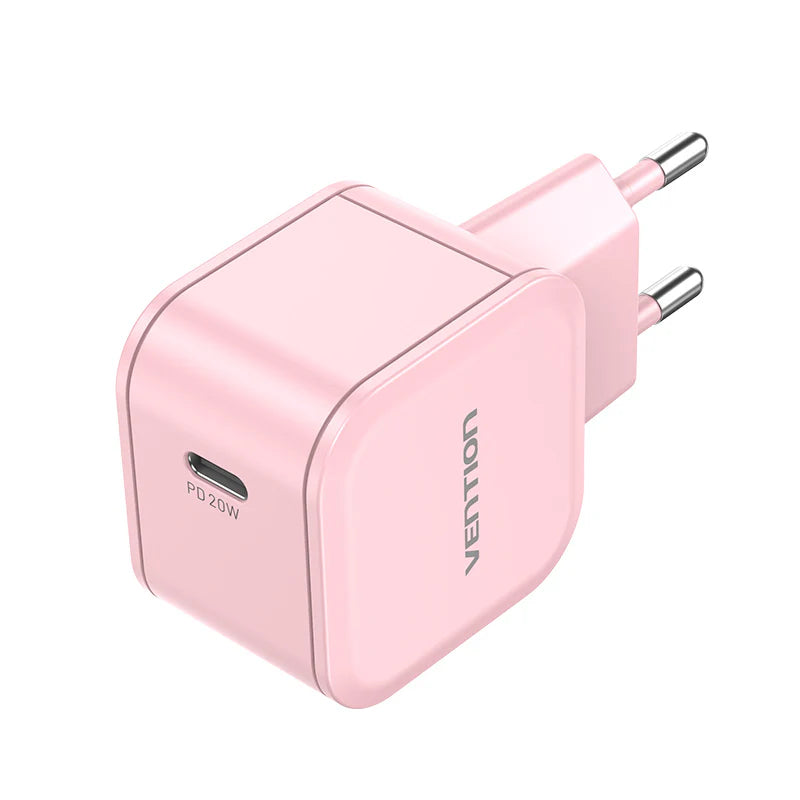 Vention 1-Port USB-C Wall Charger 20W EU-Plug Pink