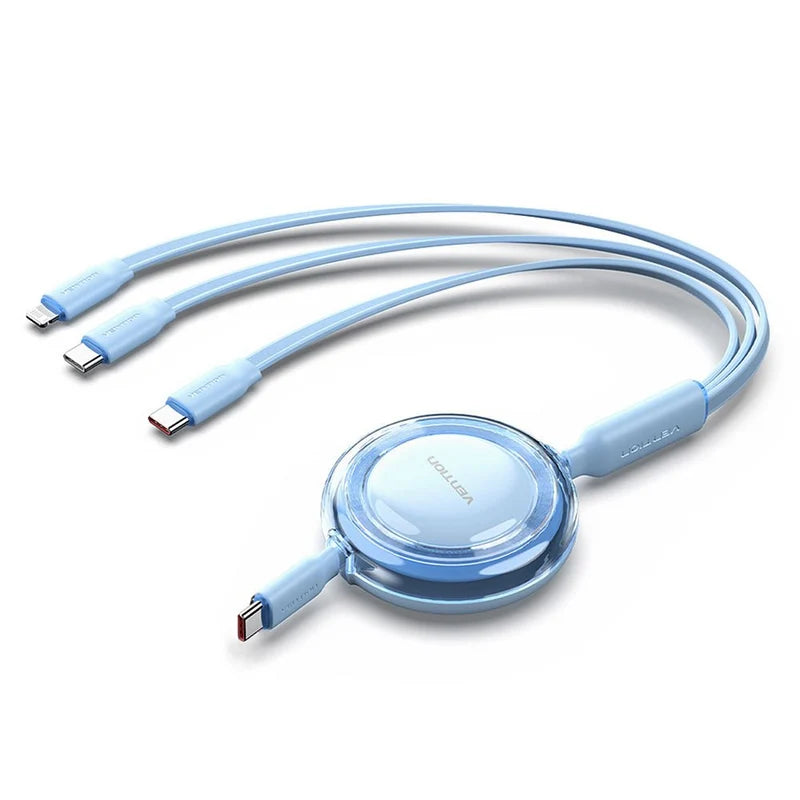 Vention 3-in-1 USB 2.0 Retractable Charging Cable Gradient Blue