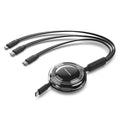 Vention 3-in-1 USB 2.0 Retractable Charging Cable Black