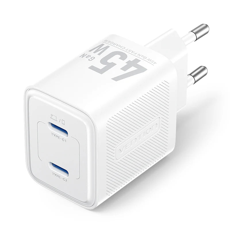 Vention 2-Port USB (C + C) GaN Charger (45W/45W) EU-Plug Black (FEFW0-EU)