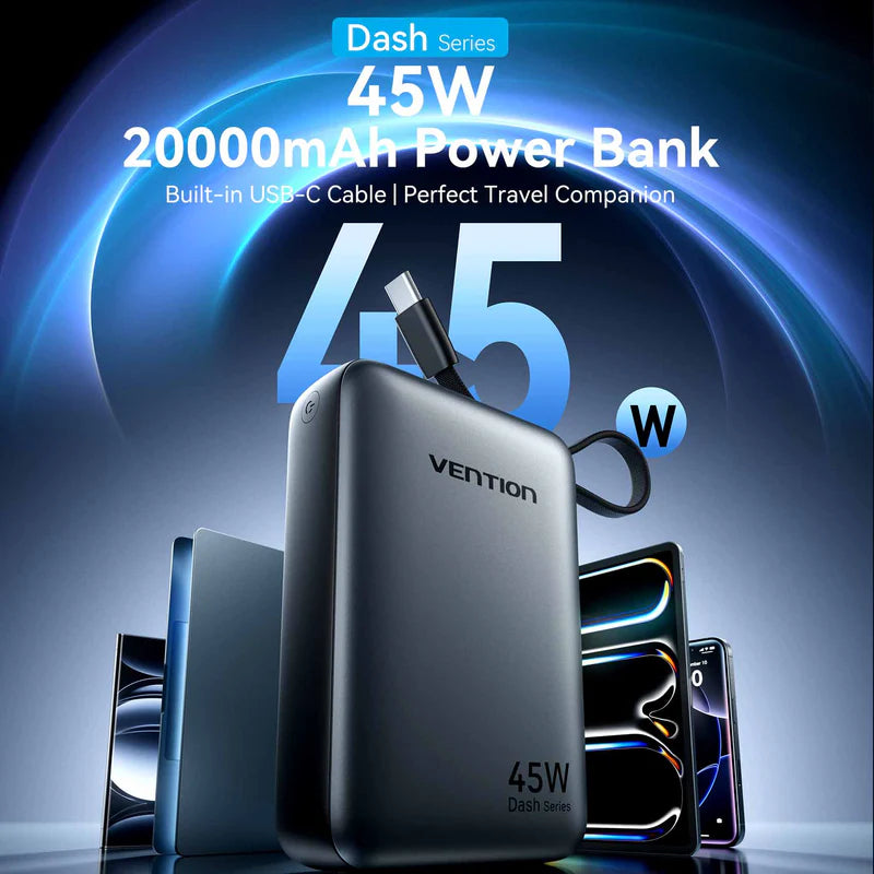 Vention FHGHO Power Bank 20000mAh 45W με Θύρα USB-A και Θύρα USB-C Power Delivery Γκρι