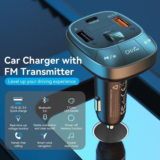 Vention FM Transmitter Αυτοκινήτου Fflb0 με Type-C / USB