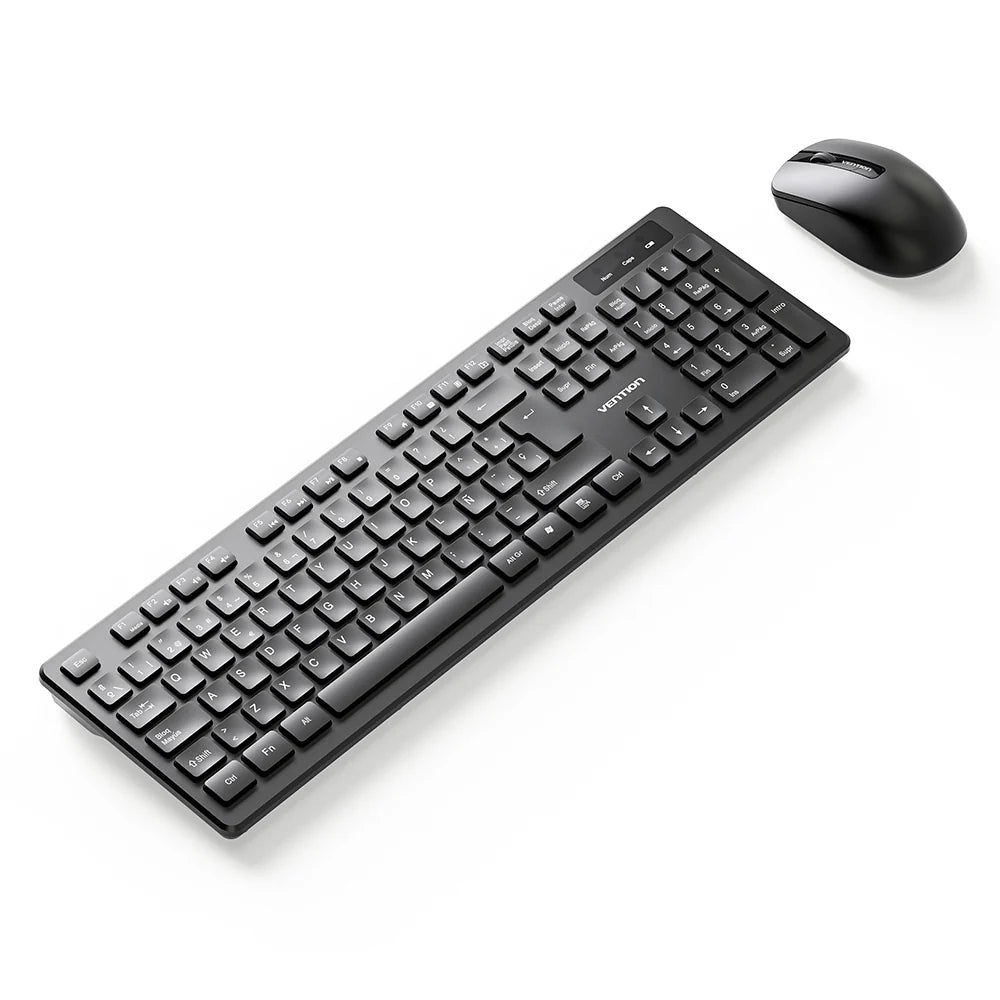 Vention Wireless Full-Sized Keyboard and Mouse Combo with Mouse Pad Black Slim Type - US English Layout KTDB0-EN