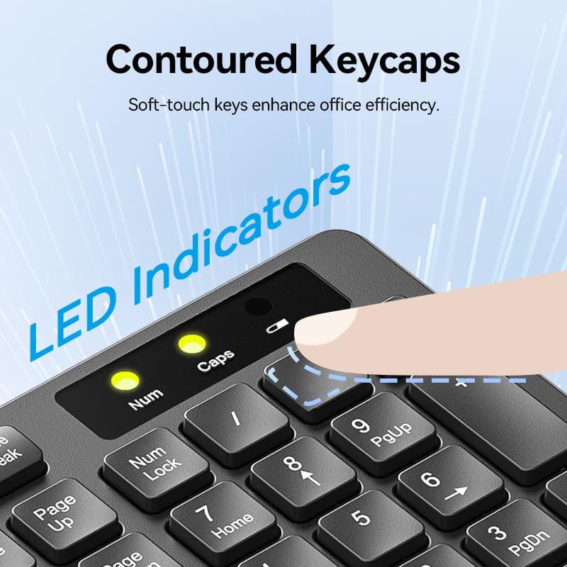 Vention Wireless Full-Sized Keyboard and Mouse Combo with Mouse Pad Black Slim Type - US English Layout KTDB0-EN