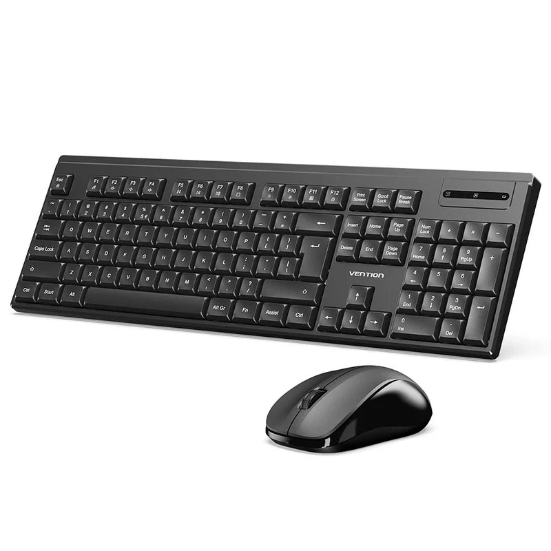 Vention Wireless Full-Sized Silent Keyboard and Mouse Combo Black Slim Type KTZB0-EN