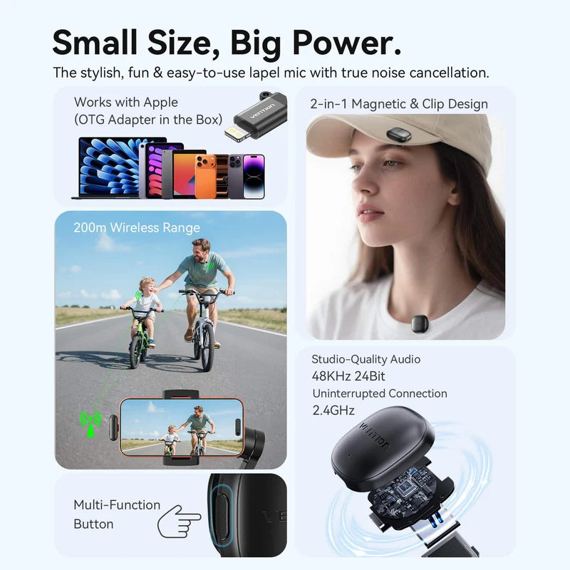Vention Wireless Clip-On Microphone NCBD0
