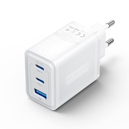 Vention 3-Port USB (C+C+A) GaN Charger (65W/65W/60W) EU-Plug White