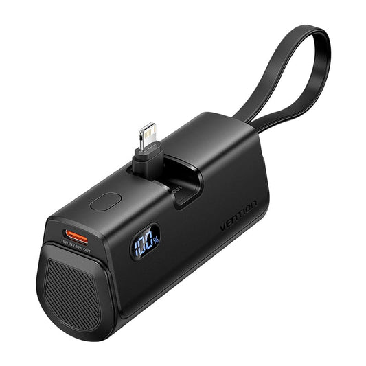 LED Display 4800mAh Power Bank (USB-C + Lightning + USB-C) 22.5W Black Foldable Lightning Type