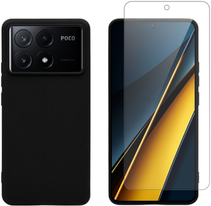 Σετ Θήκη Σιλικόνης & Tempered Glass - Xiaomi Poco X6 Pro - Vivid Set - Transparent / Black (VIMAT358BKGLASSTN)