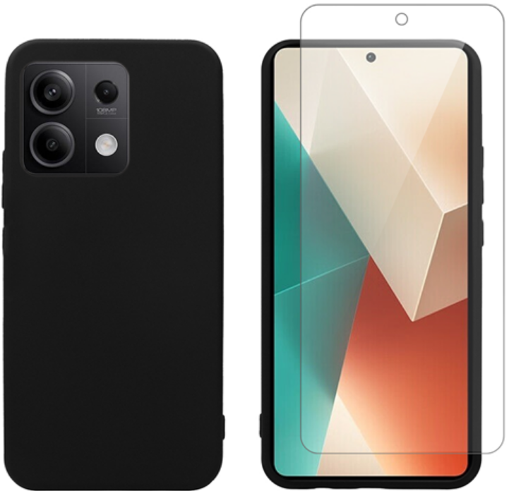 Σετ Θήκη Σιλικόνης & Tempered Glass - Xiaomi Redmi Note 13 5G - Vivid Set - Transparent / Black (VIMAT354BKGLASSTN)