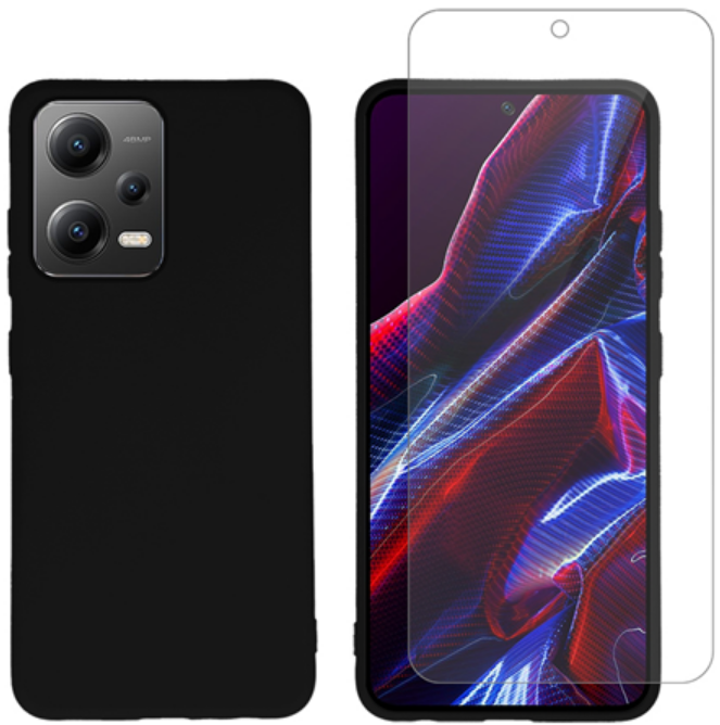 Vivid Σετ Θήκη Σιλικόνης & Tempered Glass - Xiaomi Redmi Note 12 5G / Poco X5 - Transparent / Black (VIMAT285BKGLASSTN)