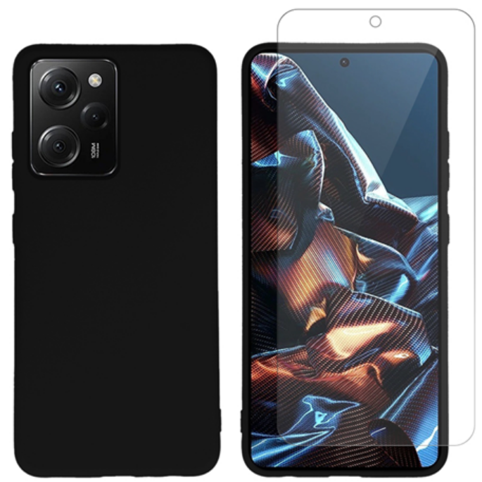 Vivid Σετ Θήκη Σιλικόνης & Tempered Glass - Xiaomi Redmi Note 12 Pro 5G / Poco X5 Pro - Transparent / Black (VIMAT286BKGLASST